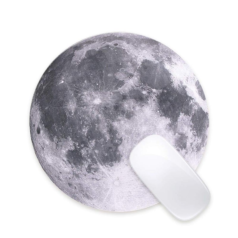 ProElife Round Mouse Pad Gaming Cute Moon Mousepad 8.66-Inch Planet Cloth Mouse Pad Mat Non-Slip Rubber Base for Home Office Business Noise-Reduction/Accurate Cursor/Smoothly Control Desk Pad (Gray) - Image 1